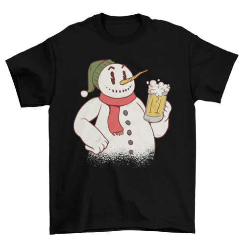 Snowman drinking beer t-shirt