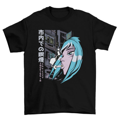 Anime girl smoking t-shirt