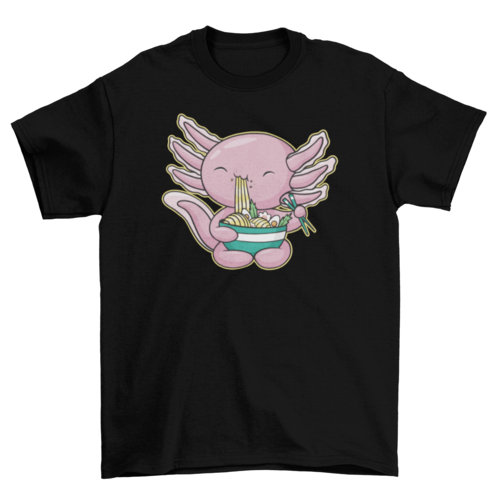 Kawaii axolotl eating ramen t-shirt
