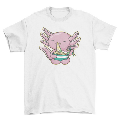 Kawaii axolotl eating ramen t-shirt
