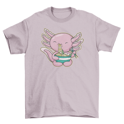 Kawaii axolotl eating ramen t-shirt